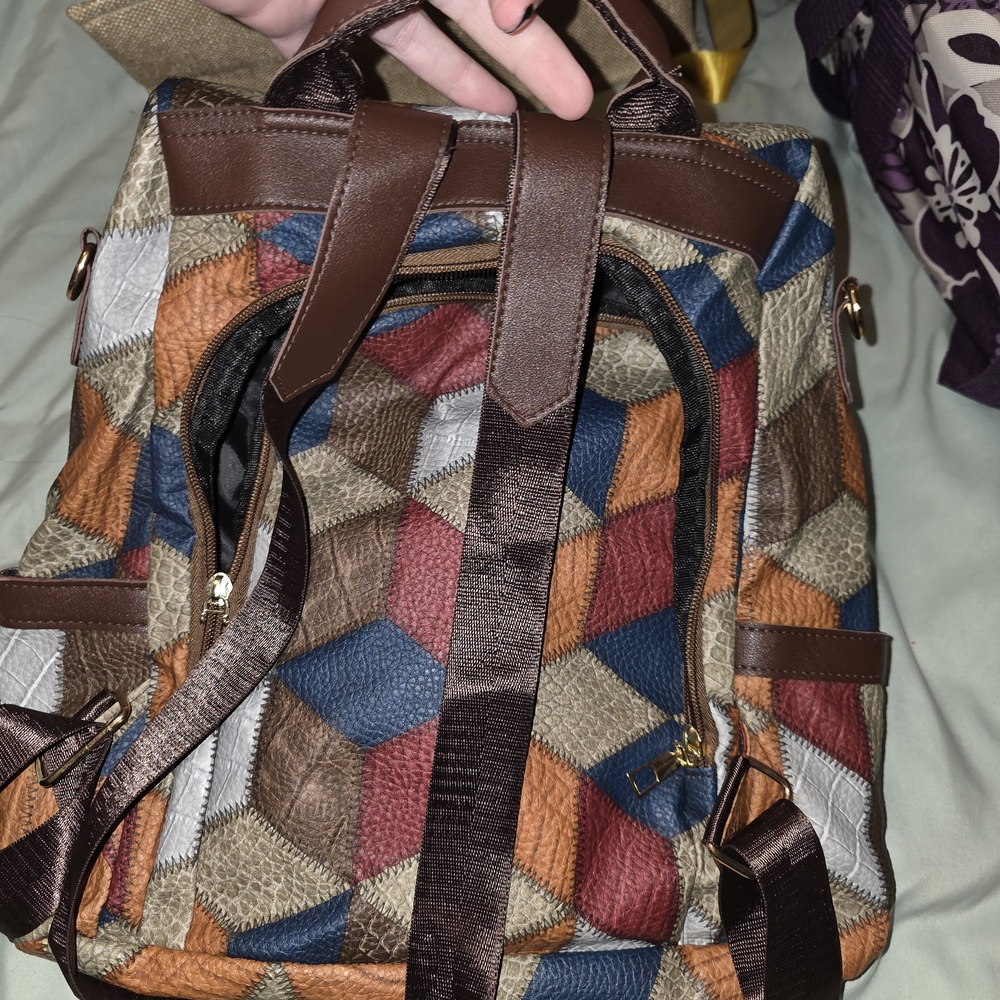 Geometric Patchwork Backpack - Picture 3 of 5